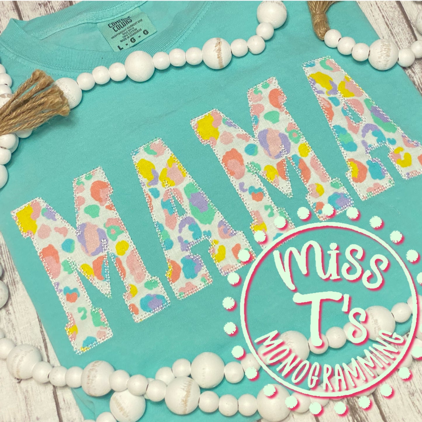 PASTEL LEOPARD CUSTOMIZED APPLIQUE TEE