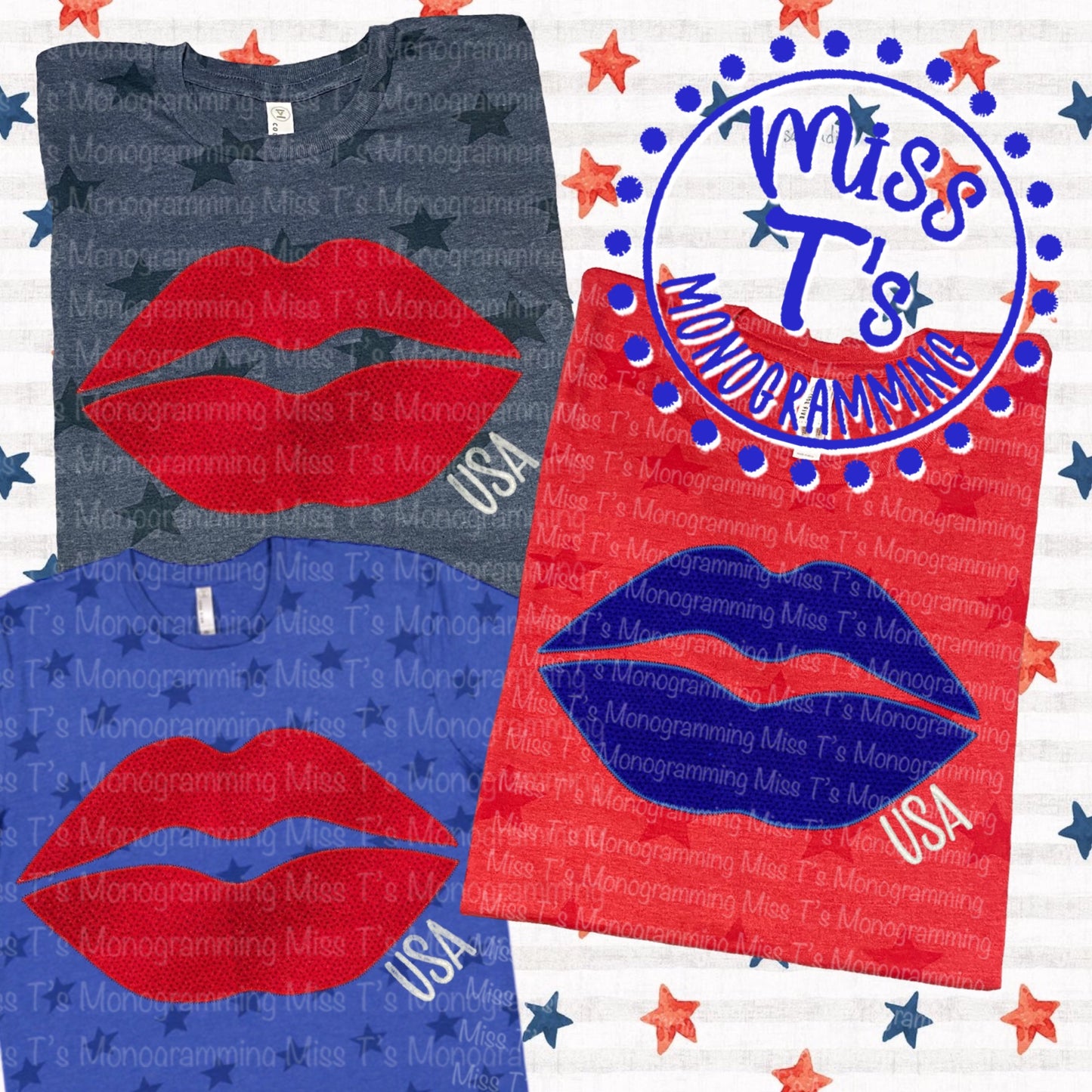 AMERICAN KISSES APPLIQUE STARS TEE