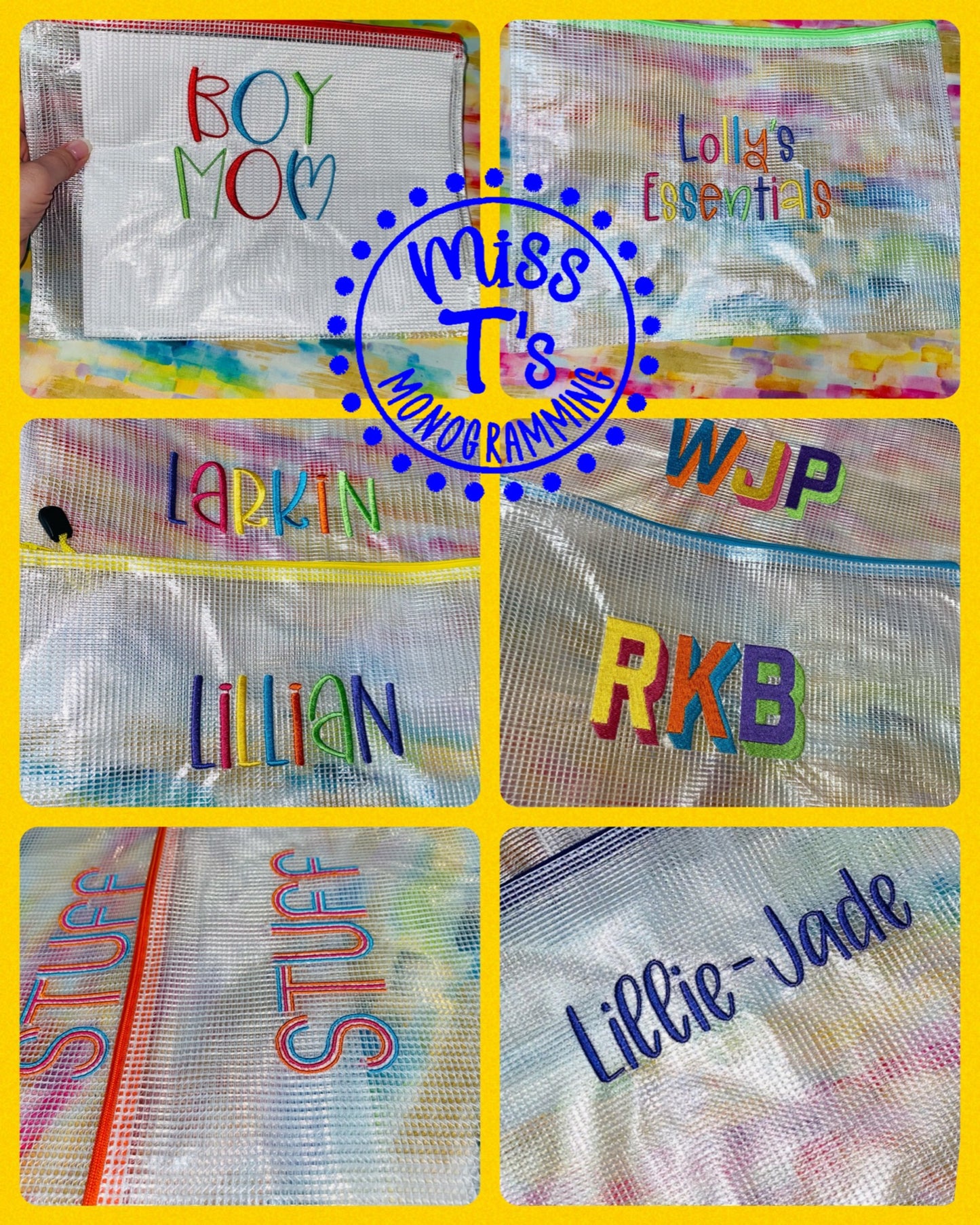 WATER RESISTENT ZIPPER POUCH WITH CUSTOM EMBROIDERY