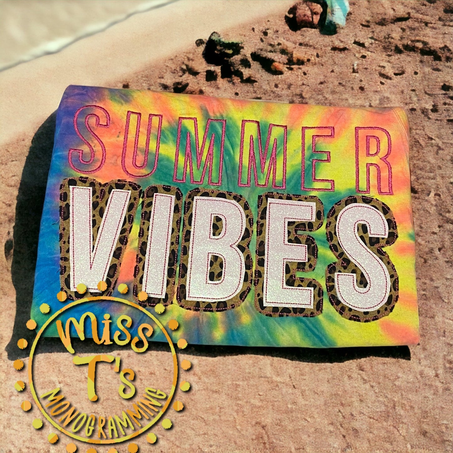 SUMMER VIBES TIE DYE EMBROIDERED TEE OR TANK
