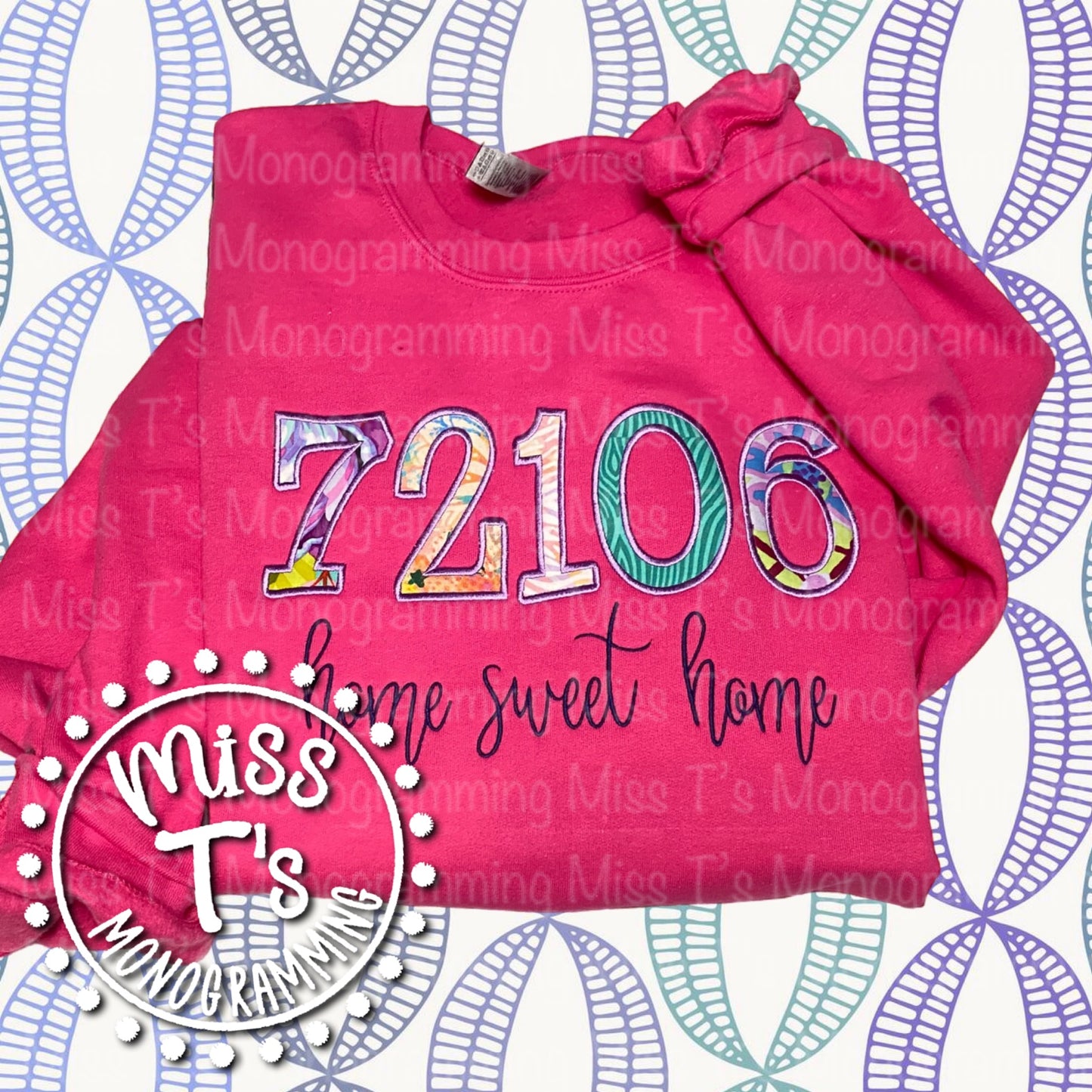 ZIP CODE HOMETOWN APPLIQUE SWEATSHIRT