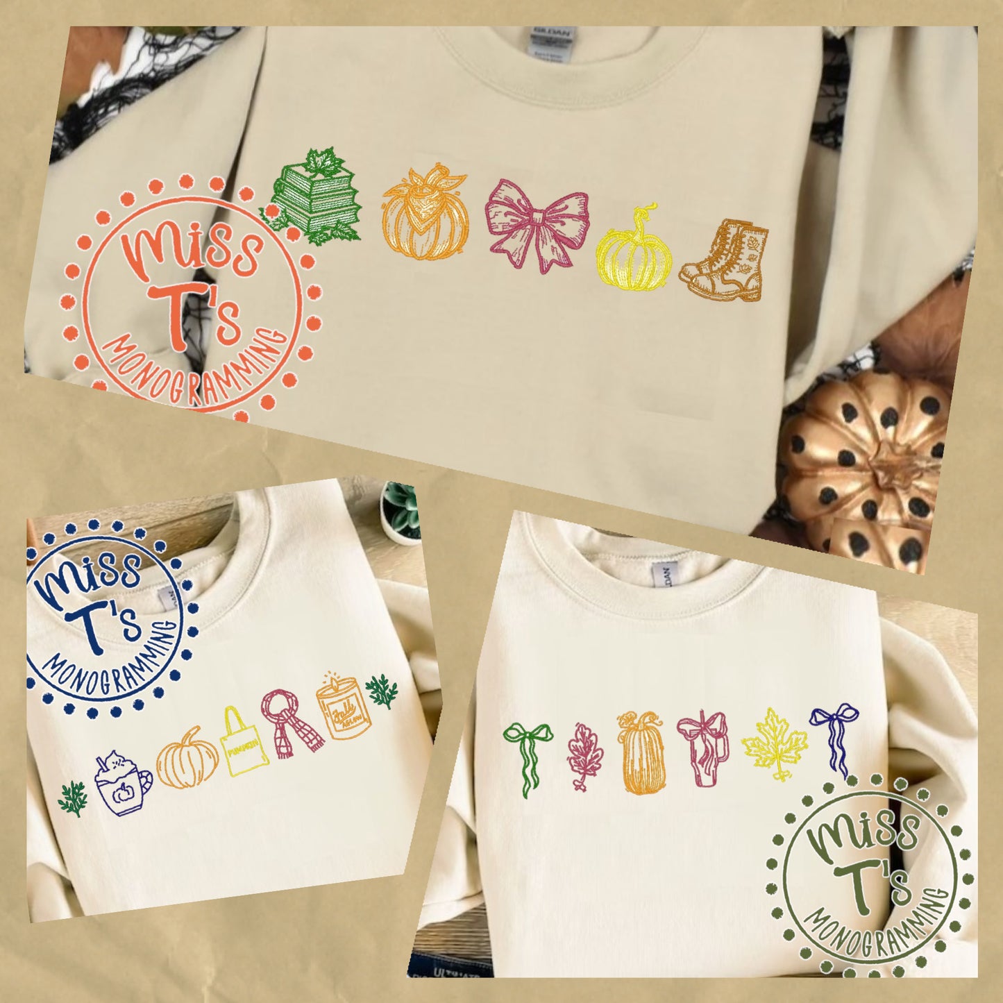 FALL ICONS EMBROIDERED SWEATSHIRTS THREE OPTIONS