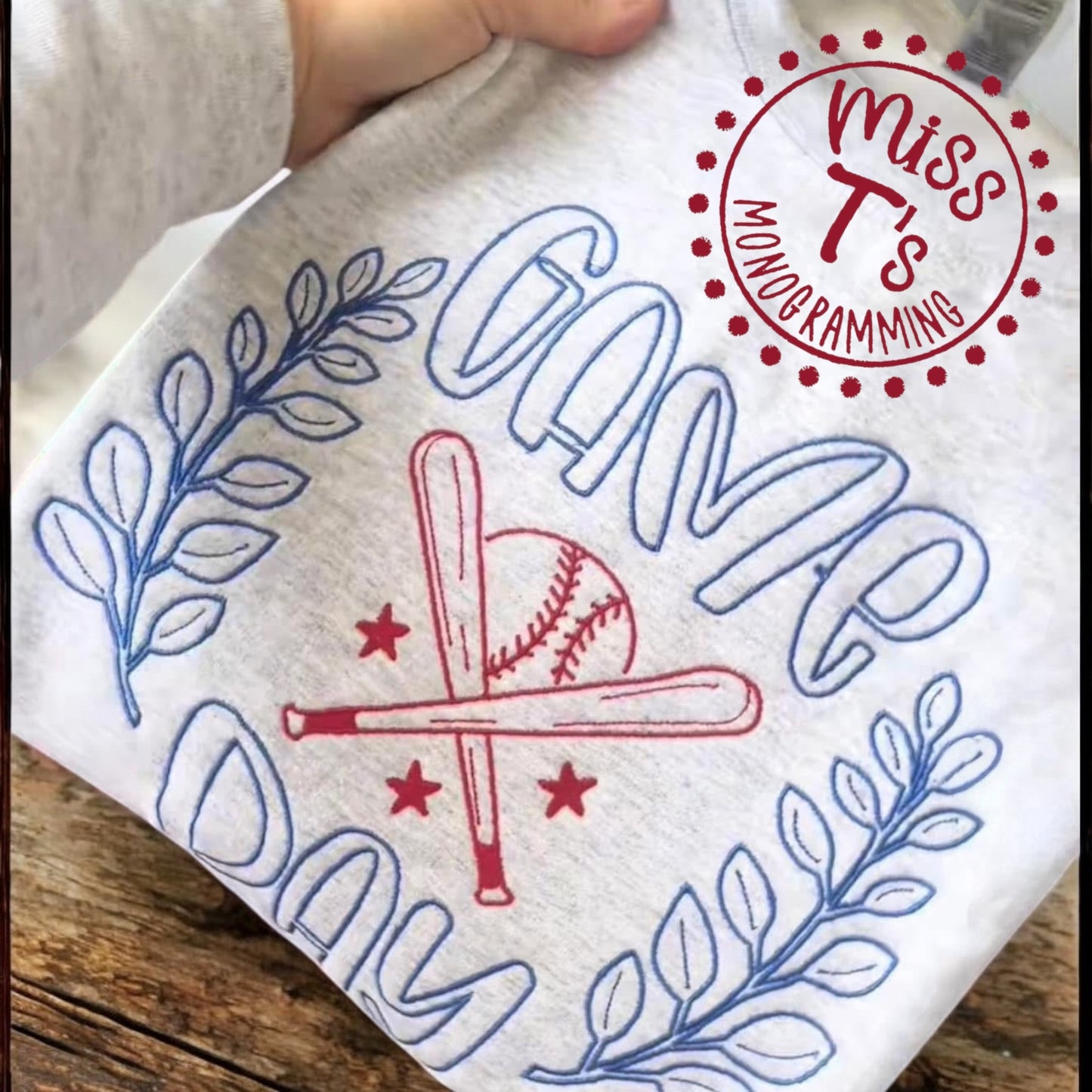 GAME DAY BASEBALL EMBROIDERED SWEATSHRIT
