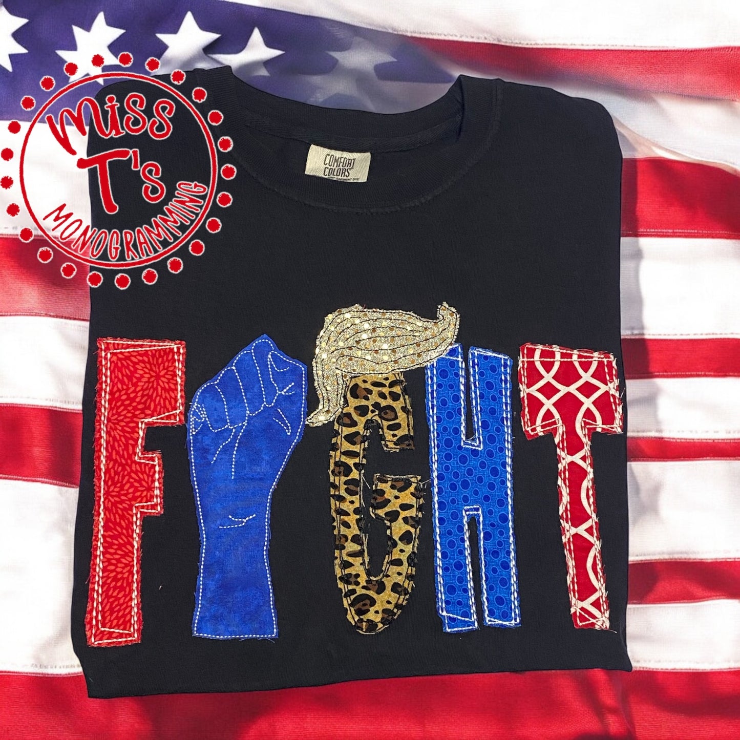 TRUMP FIGHT APPLIQUE TEE