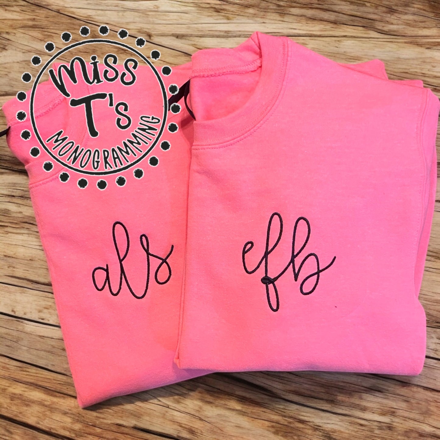 NEON PINK BETTER TOGETHER MONOGRAMMED SWEATSHIRT
