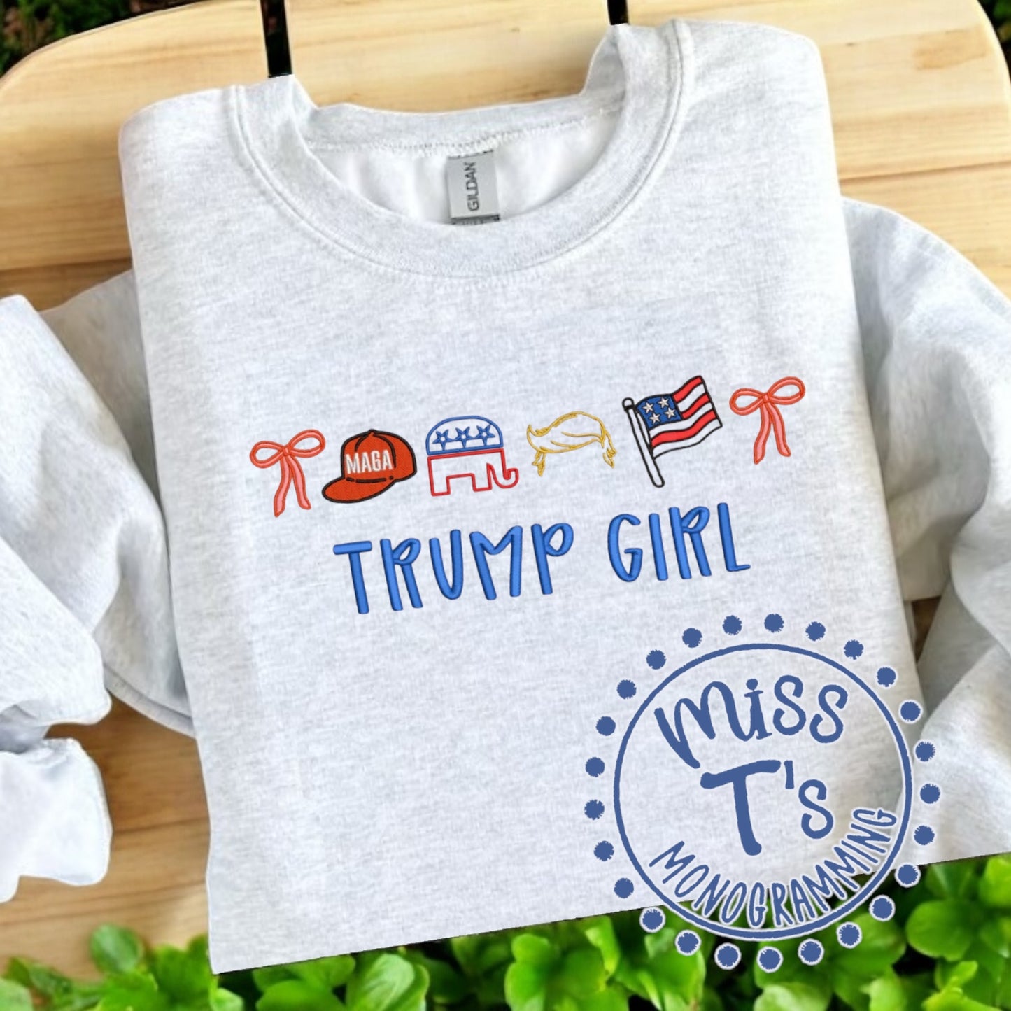 TRUMP GIRL ICONS EMBROIDERED TEE OR SWEATSHIRT