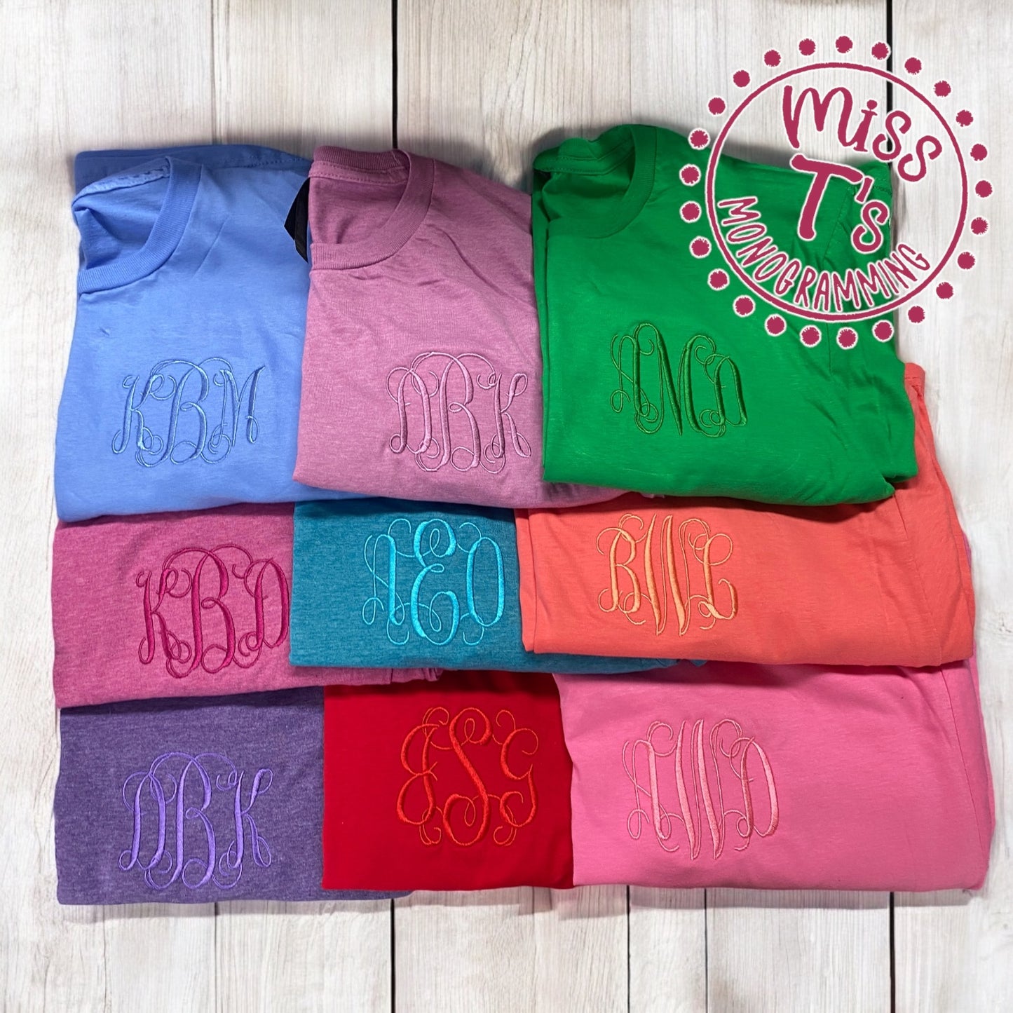 MONOCHROMATIC SOFTSTYLE TEES WITH EMBROIDERED MONOGRAM