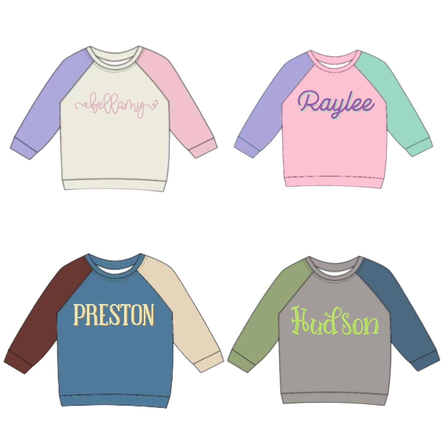 PREORDER COLORBLOCK KIDS SWEATSHIRTS 6M-12Y---CLOSES 11/13/23 @ 6PM