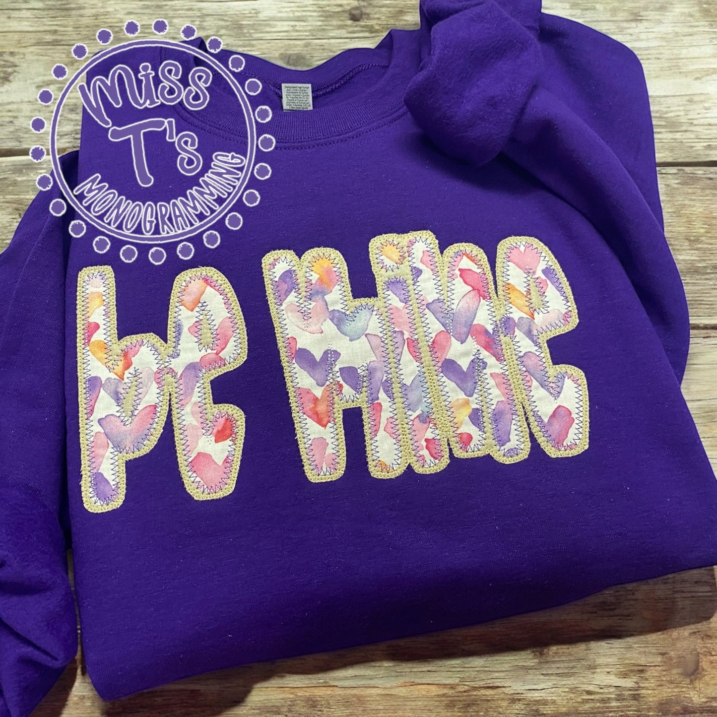 BE MINE DOUBLE APPLIQUE SWEATSHIRT