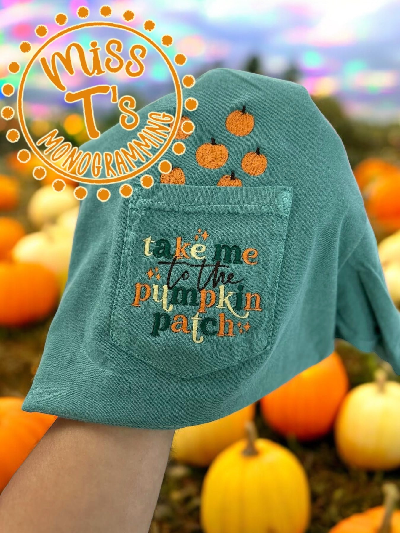 TAKE ME TO THE PUMPKIN PATCH EMBROIDERED TEE