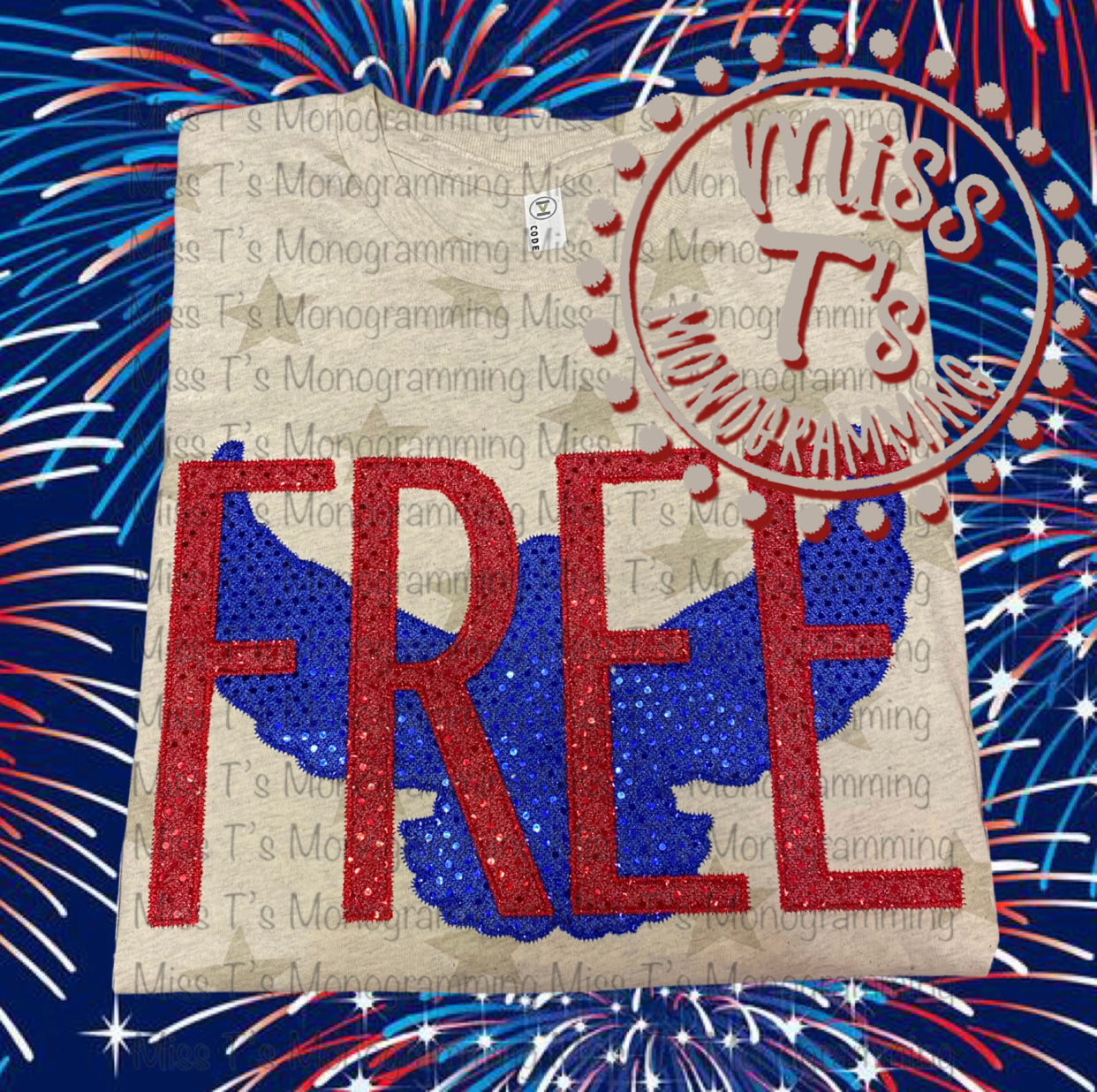 FREE BIRD DOUBLE APPLIQUE STARS TEE