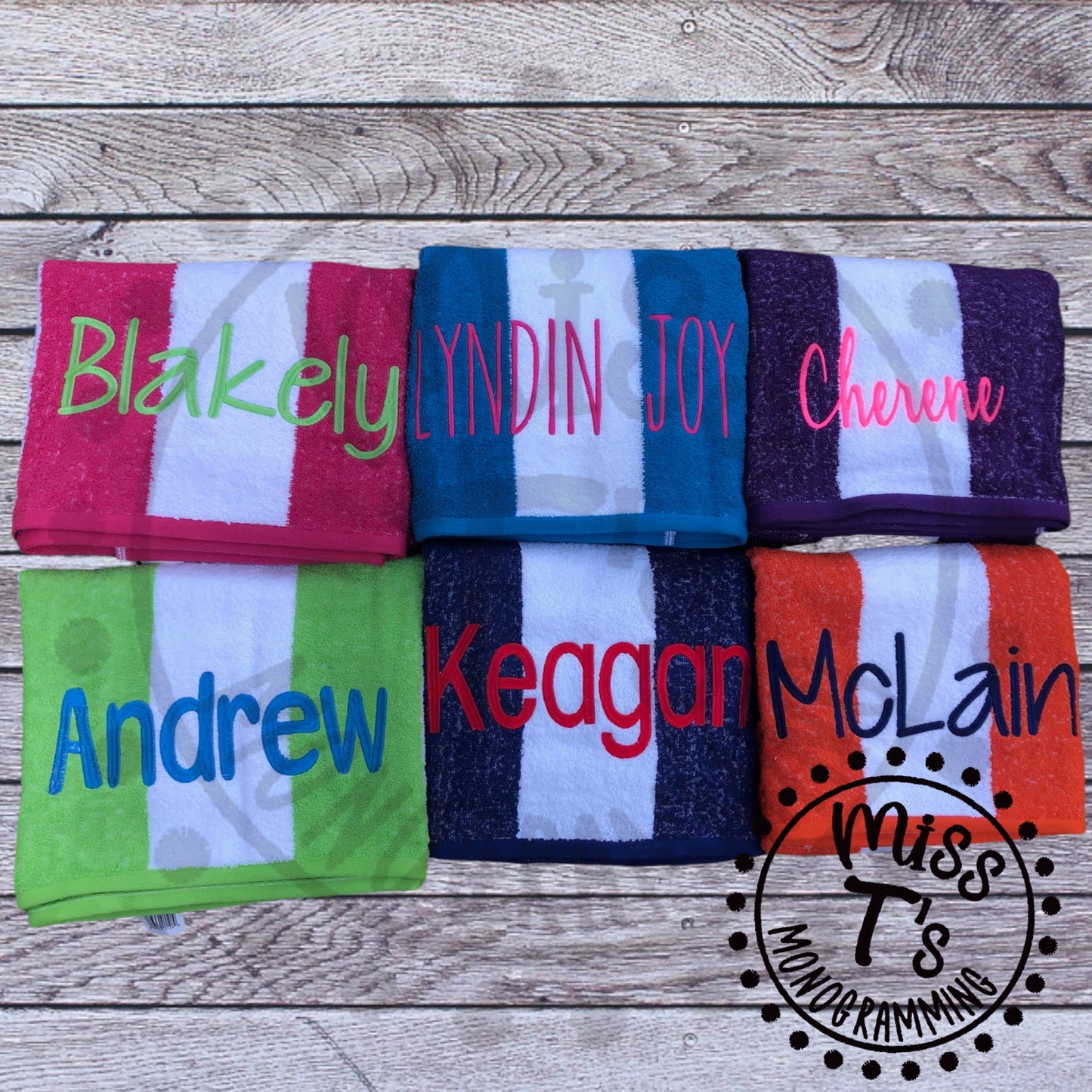 EMBROIDERED CUSTOM NAME BEACH TOWELS