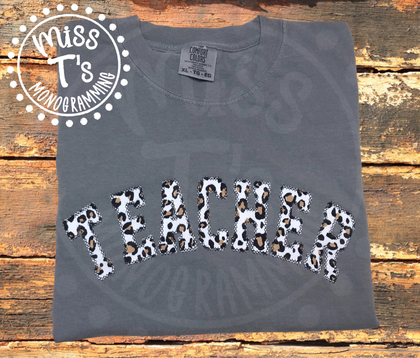 TEACHER LEOPARD APPLIQUE SWEATSHIRT
