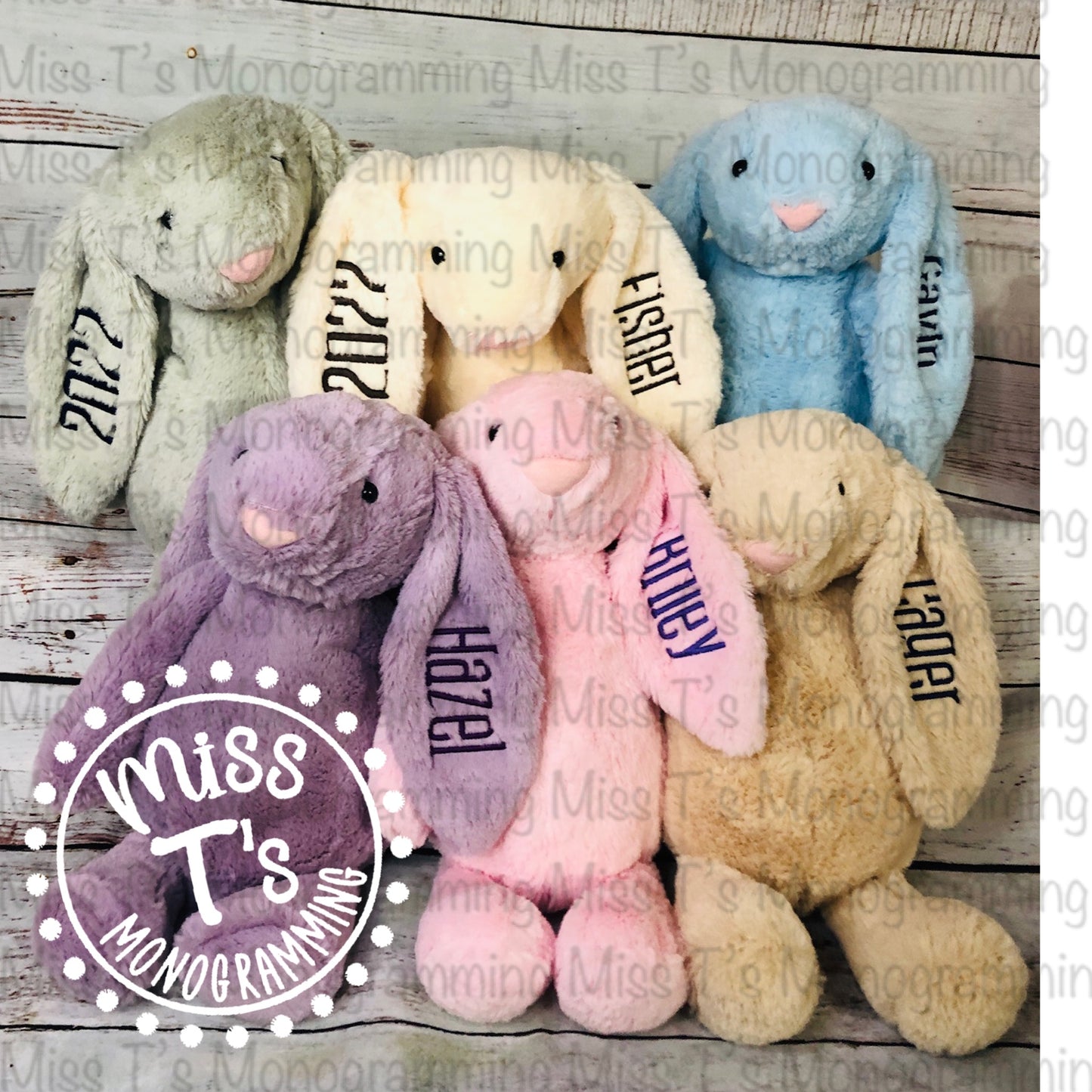 EASTER BUNNIES WITH EMBROIDERED NAME &/OR YEAR