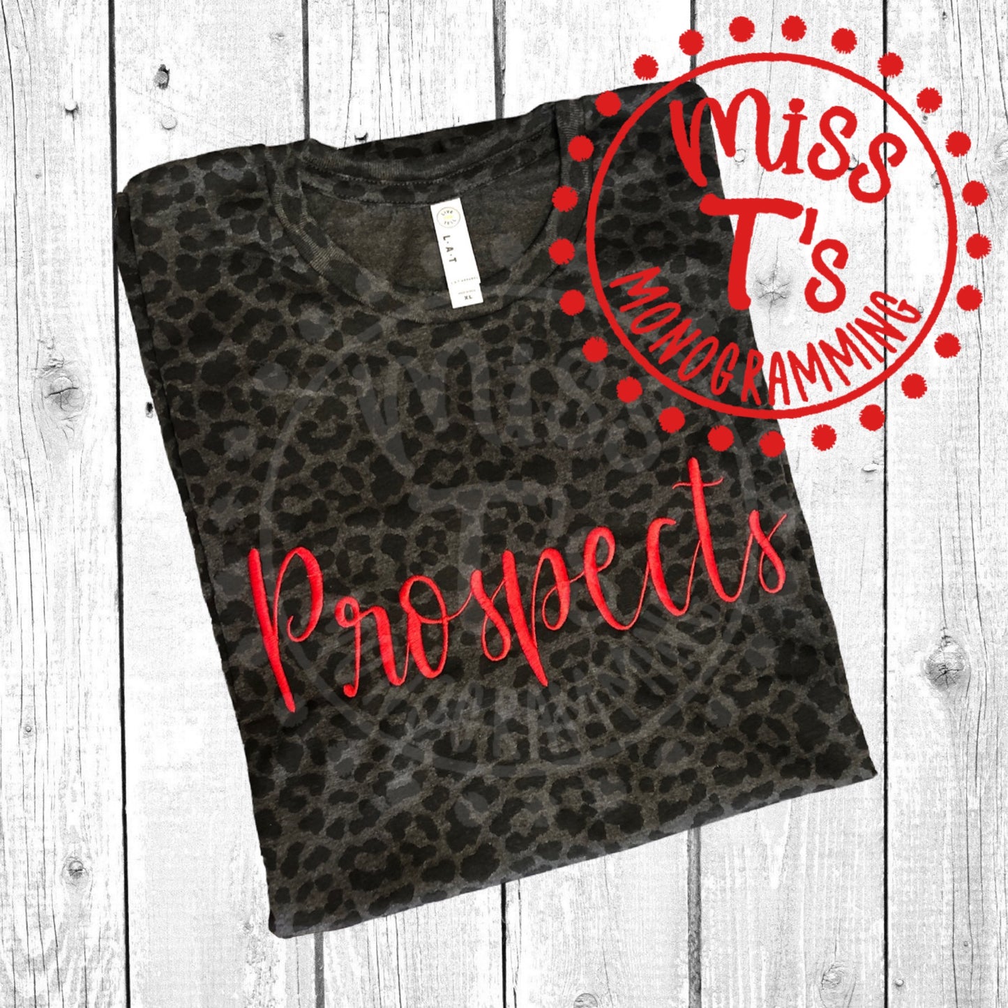 CUSTOM NAME OR WORD BLACK LEOPARD SHORT SLEEVE TEE