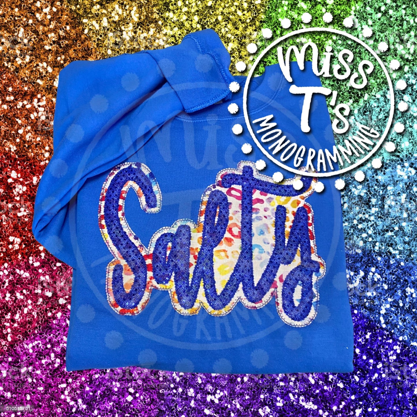 CUSTOM NAME MULTI COLORED LEOPARD HAND LETTERED DOUBLE APPLIQUE SWEATSHIRTS, MOMMA, MOM, AUNT, GRANDMA