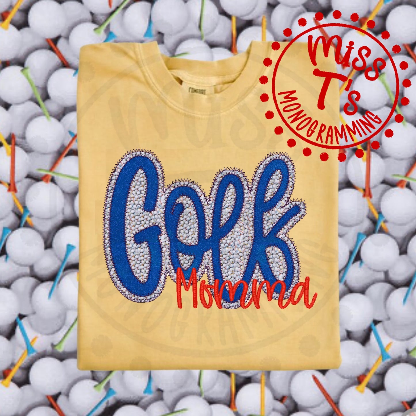 CUSTOM NAME GOLF DOUBLE APPLIQUE TSHIRT