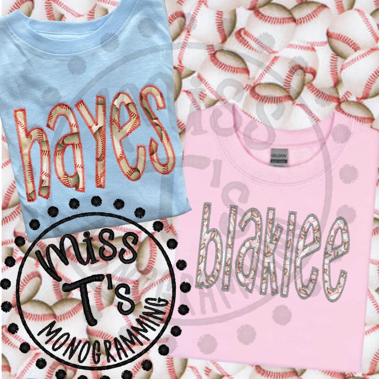 KIDS CUSTOM NAME SPORTS APPLIQUE TEE