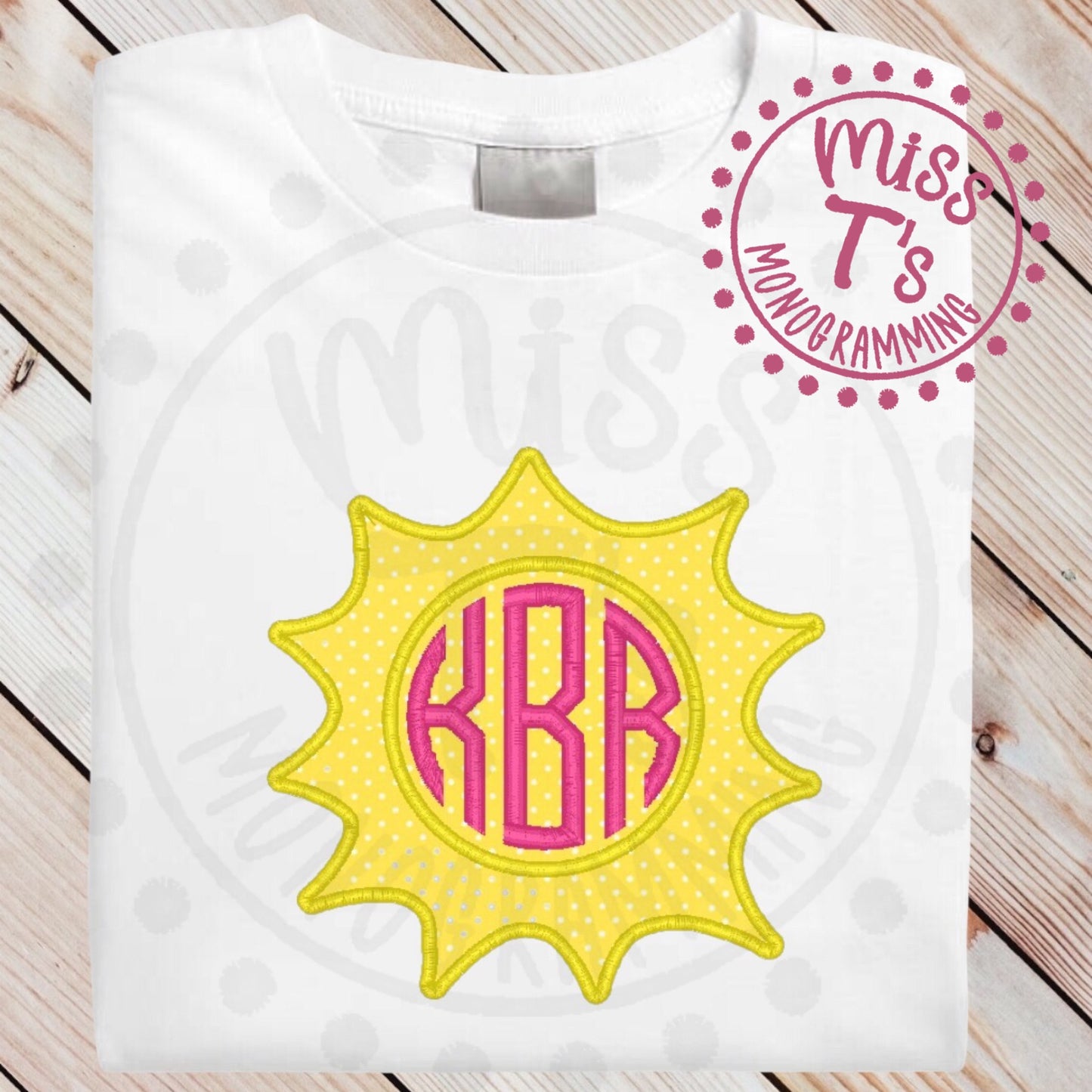 SUNSHINE APPLIQUE MONOGRAM KIDS TEE
