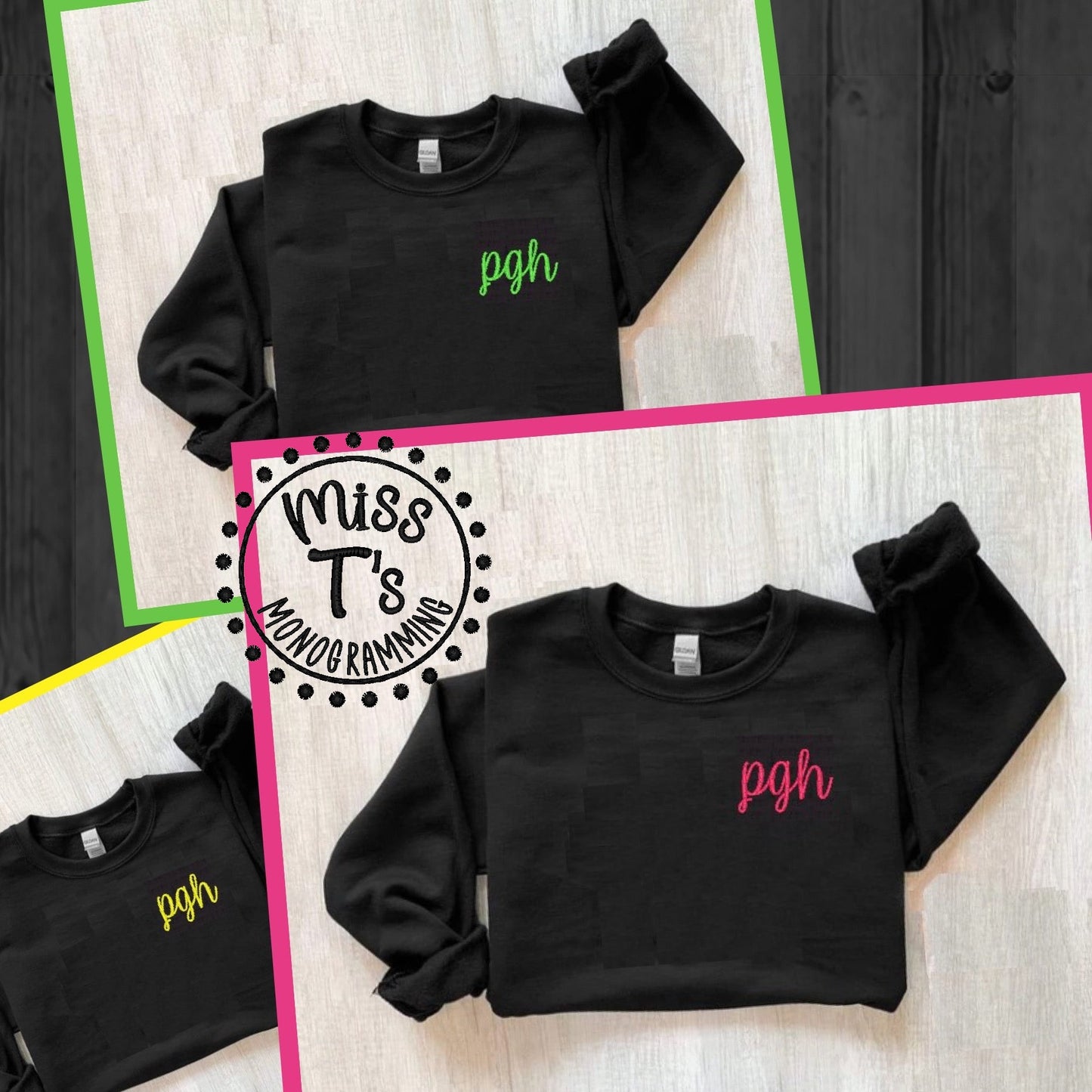 NEON THREAD UNICORN MONOGRAM SWEATSHIRT
