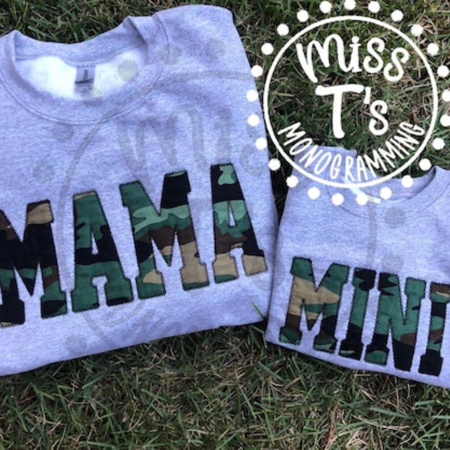 MAMA AND MINI MATCHING APPLIQUE SWEATSHIRTS --32 FABRICS TO CHOOSE FROM