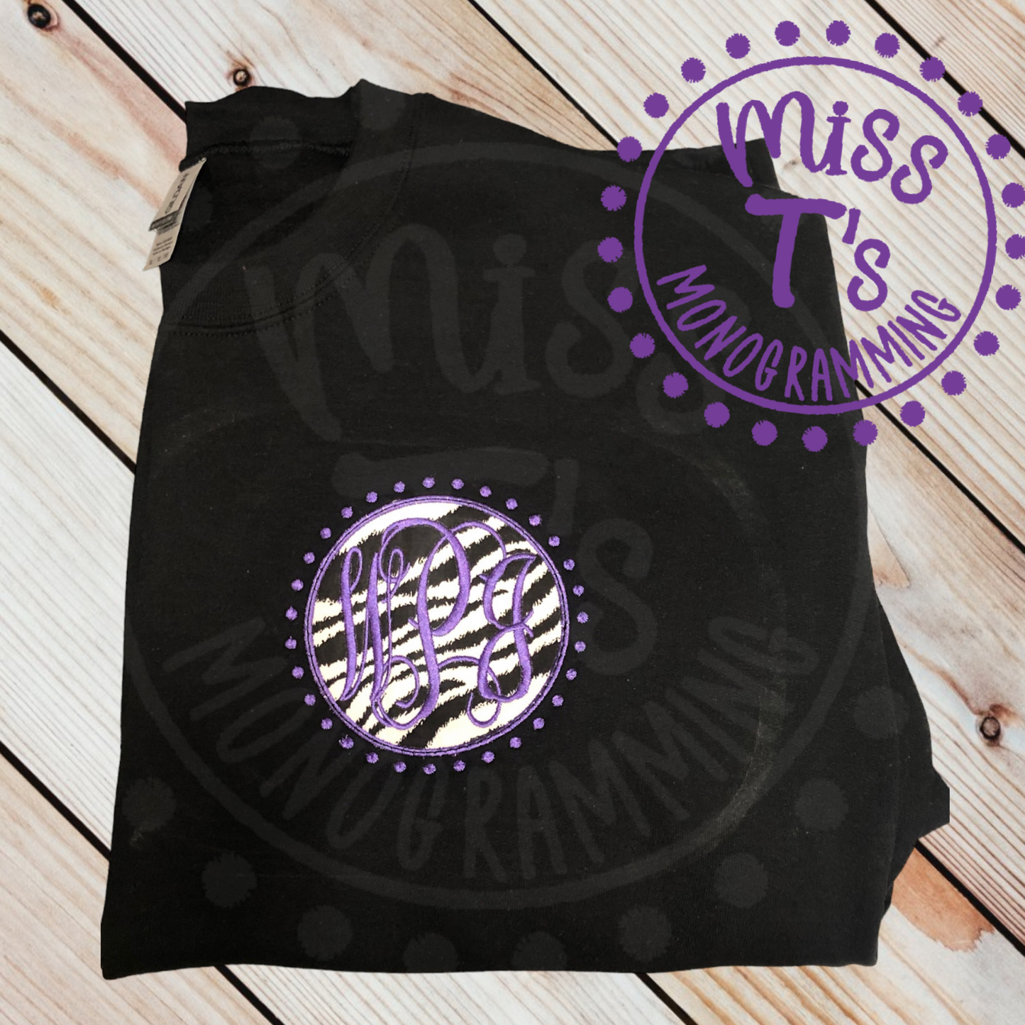ZEBRA PRINT PATCH MONOGRAM EMBROIDERED SWEATSHIRT