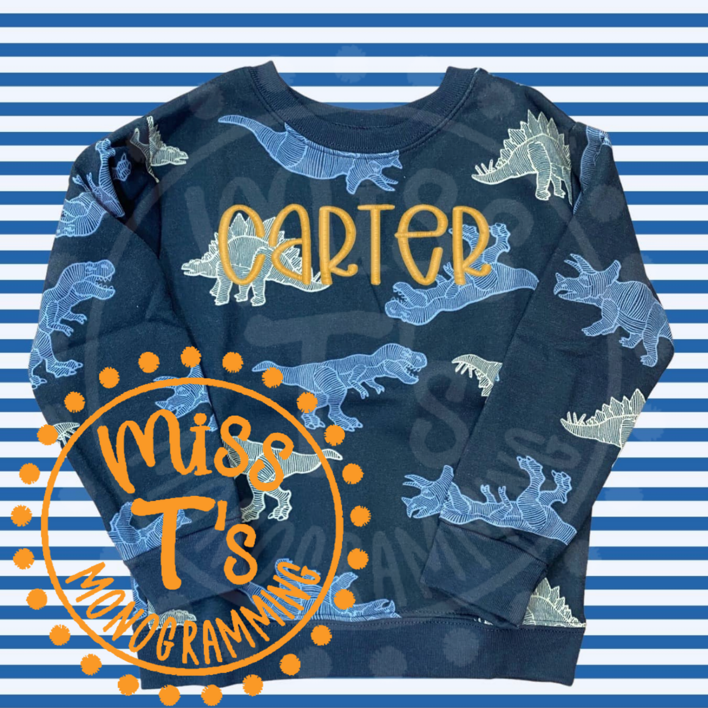 CUSTOM NAME EMBROIDERED DINO TODDLER SWEATSHIRT