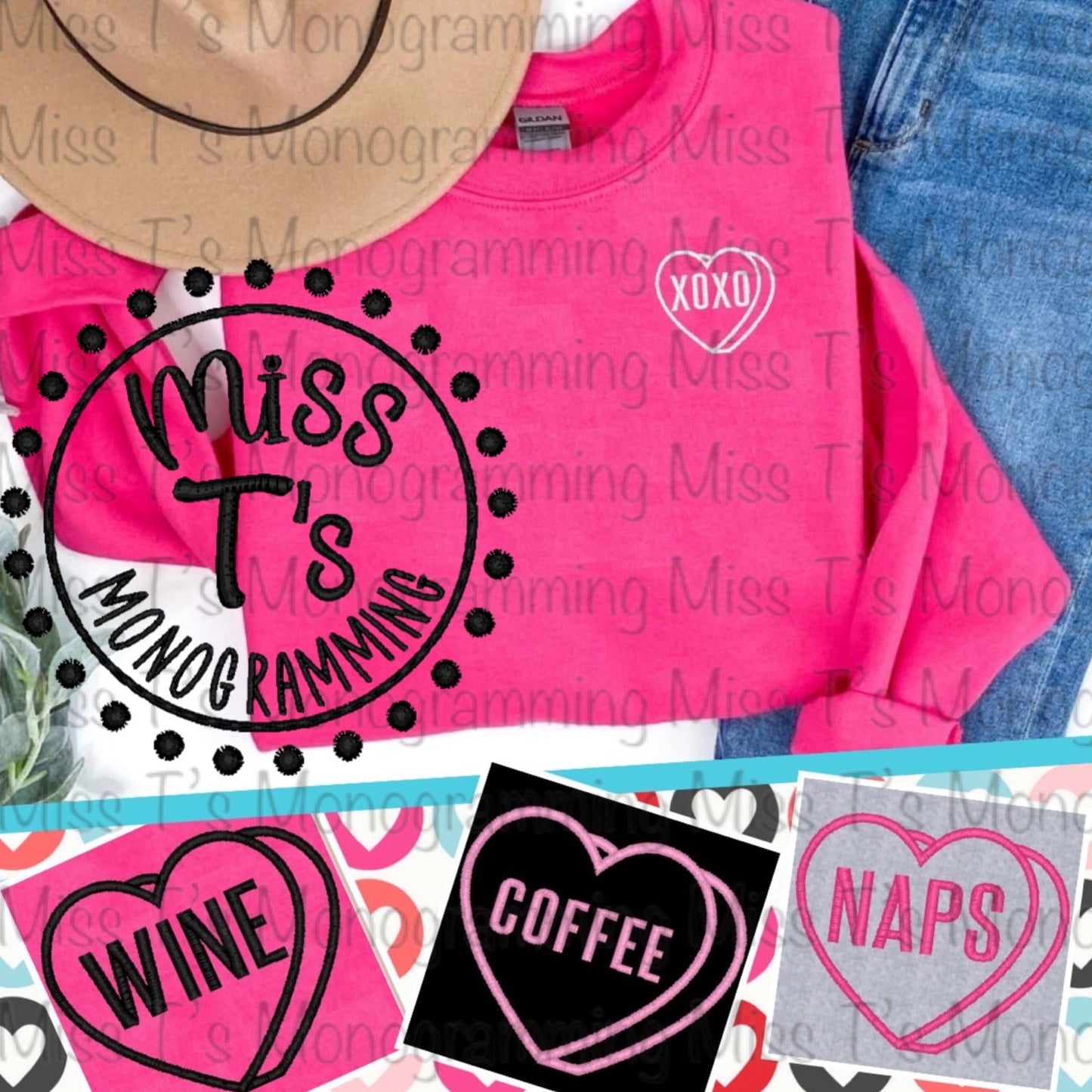 CUSTOMIZABLE CONVERSATION HEART VALENTINE SWEATSHIRT
