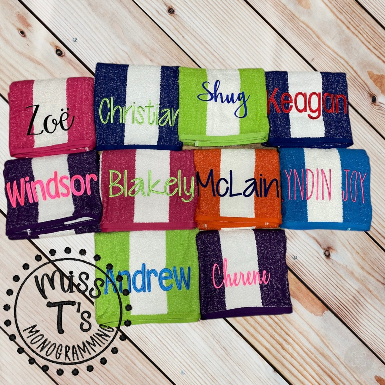 EMBROIDERED CUSTOM NAME BEACH TOWELS