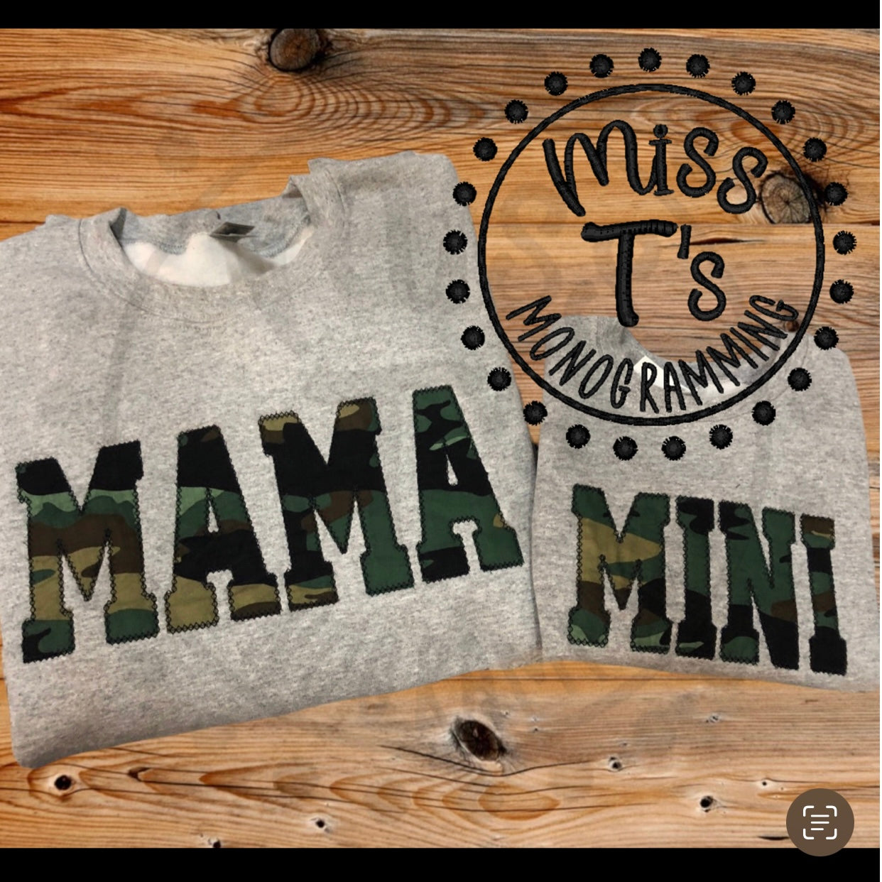 MAMA AND MINI MATCHING APPLIQUE SWEATSHIRTS --32 FABRICS TO CHOOSE FROM