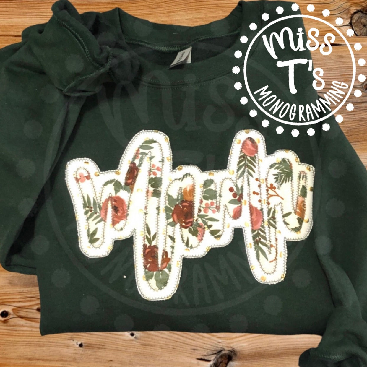 CUSTOM NAME DOUBLE APPLIQUE EMBROIDERED SWEATSHIRT