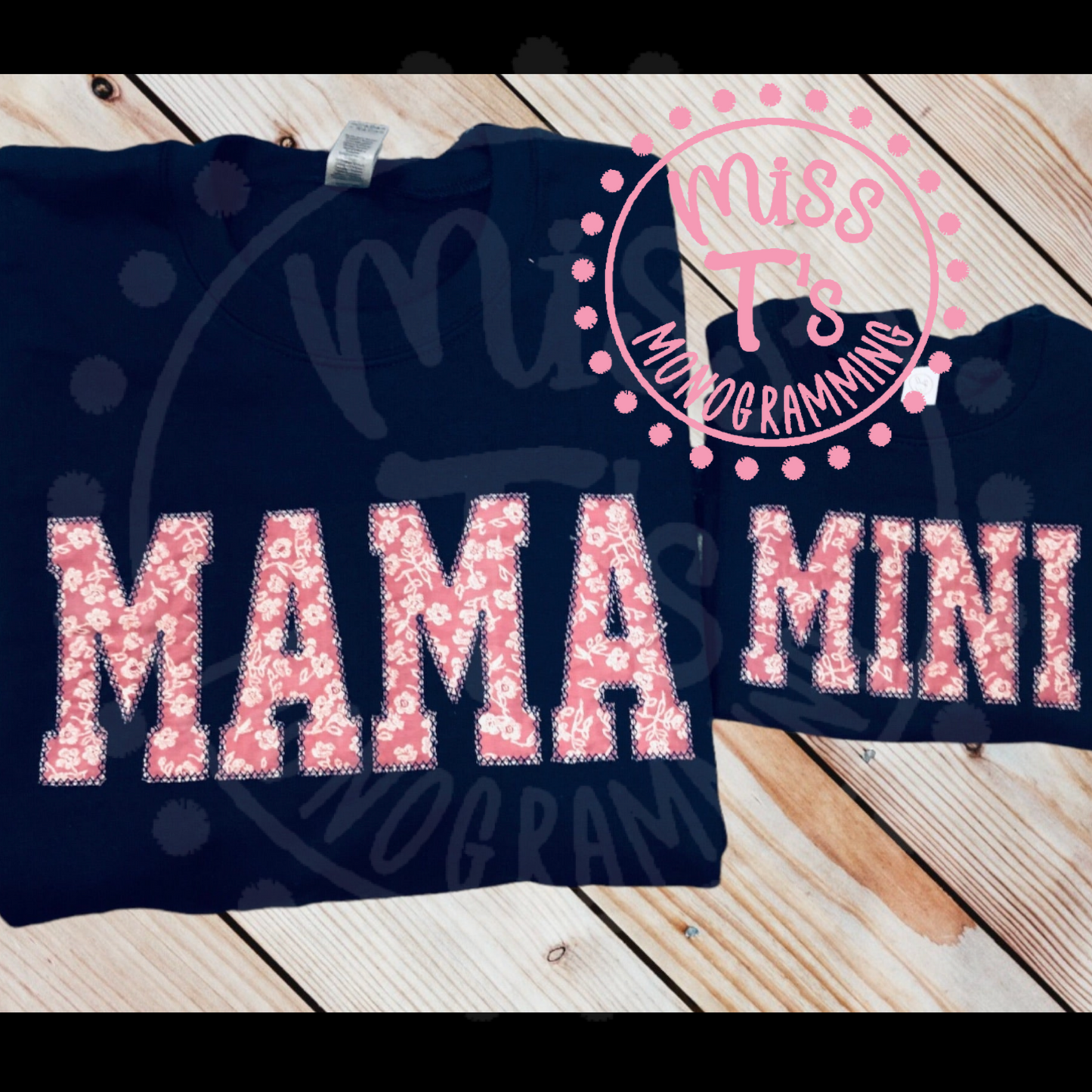 MAMA AND MINI MATCHING APPLIQUE SWEATSHIRTS --32 FABRICS TO CHOOSE FROM