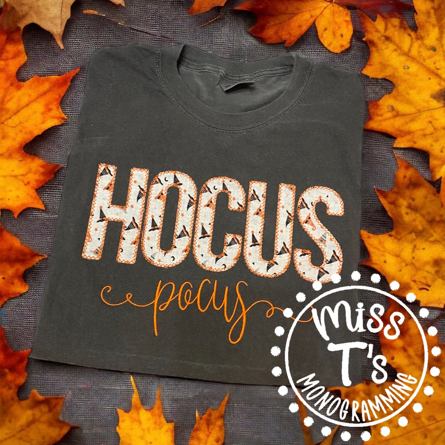 HOCUS POCUS WITCH HAT APPLIQUE TSHIRT OR SWEATSHIRT