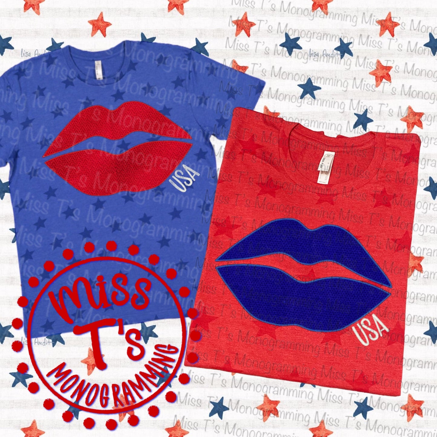 AMERICAN KISSES APPLIQUE STARS TEE