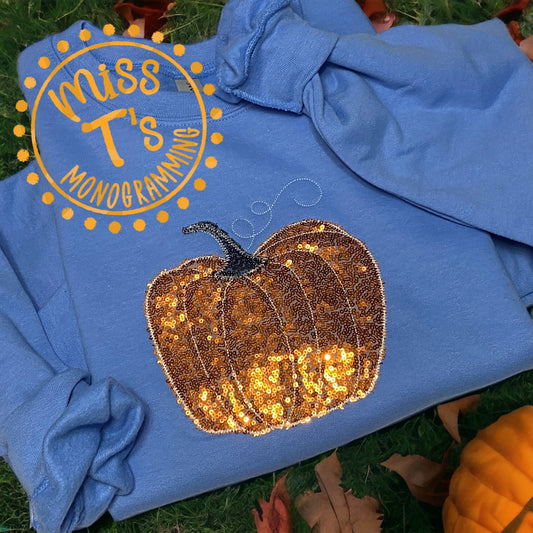 SEQUIN PUMPKIN APPLIQUE SWEATSHIRT