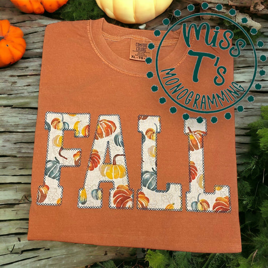 FALL TEAL PUMPKIN APPLIQUE LONGSLEEVE TEE