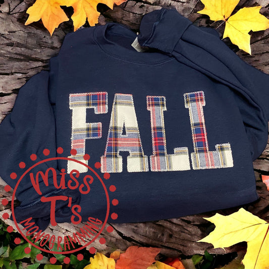 FALL PLAID APPLIQUE SWEATSHIRT