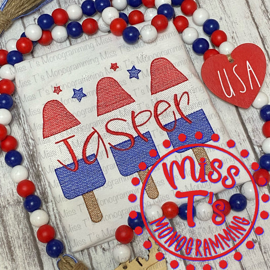 PATRIOTIC POPSICLE TRIO WITH CUSTOM NAME TODDLER & YOUTH TEE'S