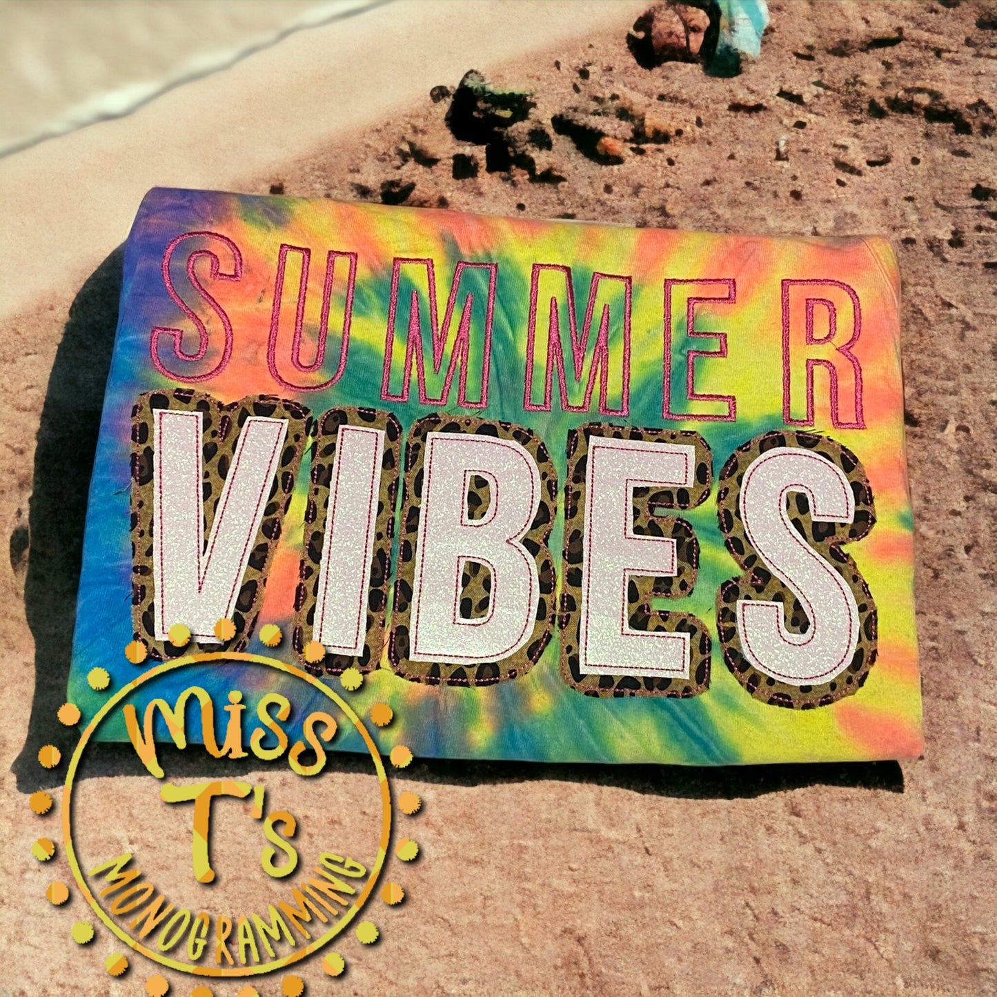 SUMMER VIBES TIE DYE EMBROIDERED TEE OR TANK