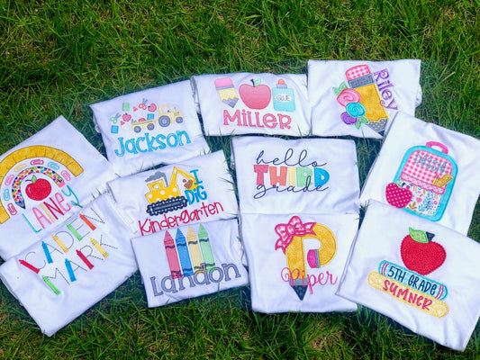 BACK TO SCHOOL EMBROIDERED SHIRTS FOR KIDS