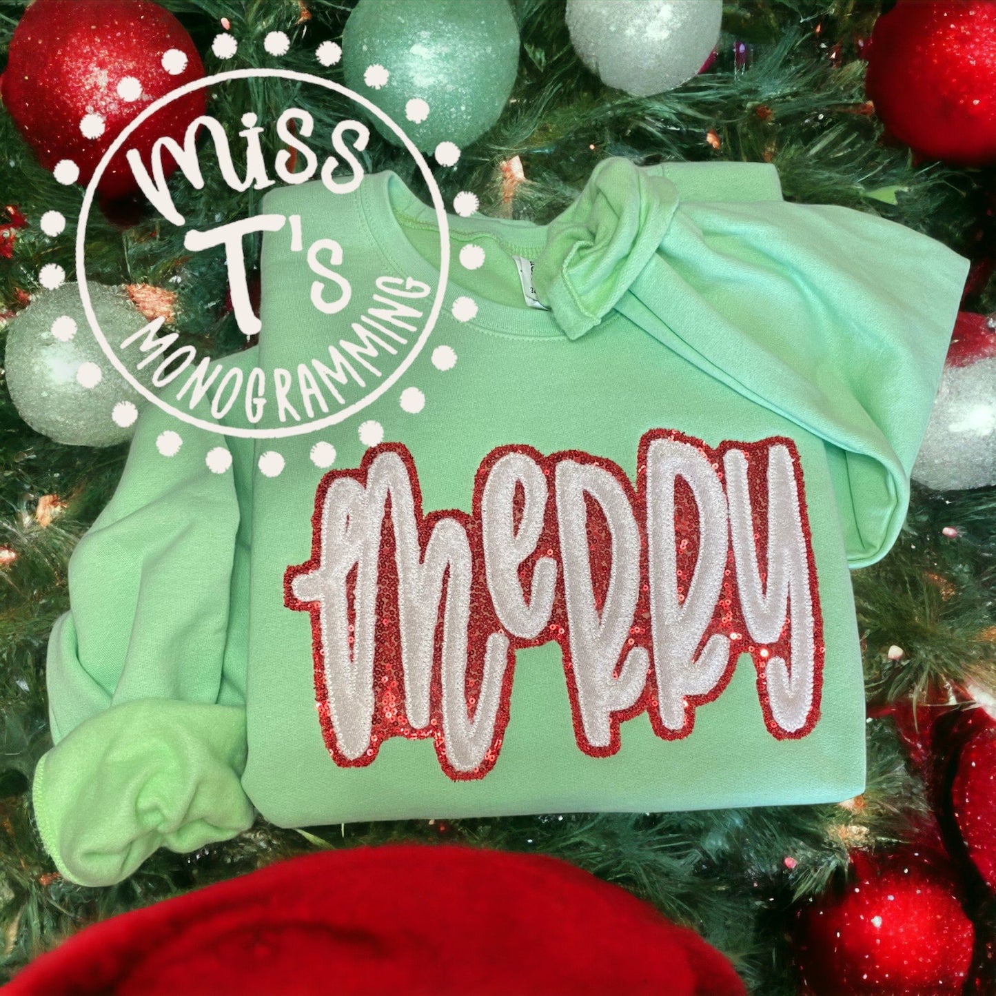 MERRY DOUBLE APPLIQUE SWEATSHIRT