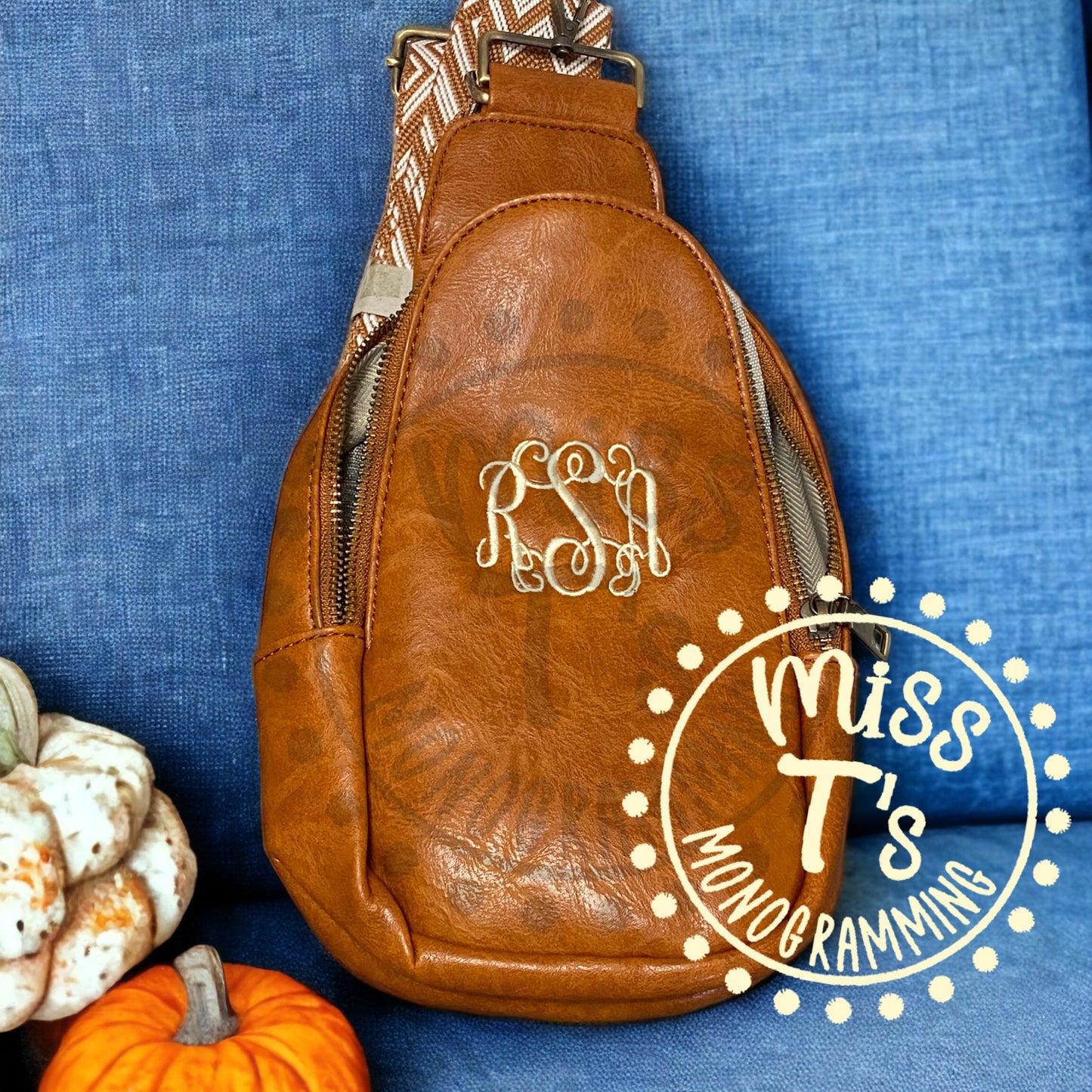 VEGAN LEATHER CROSSBODY MONOGRAMMED BAG