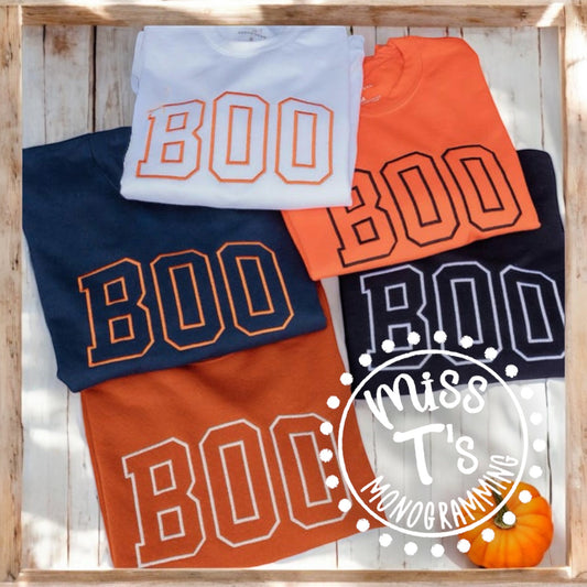 BOO VARSITY OUTLINE EMBROIDERED SWEATSHIRT