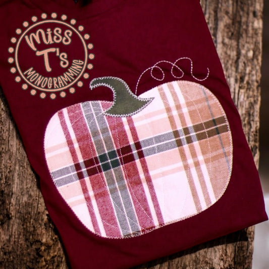 PLAID PUMPKIN APPLIQUE SWEATSHIRT