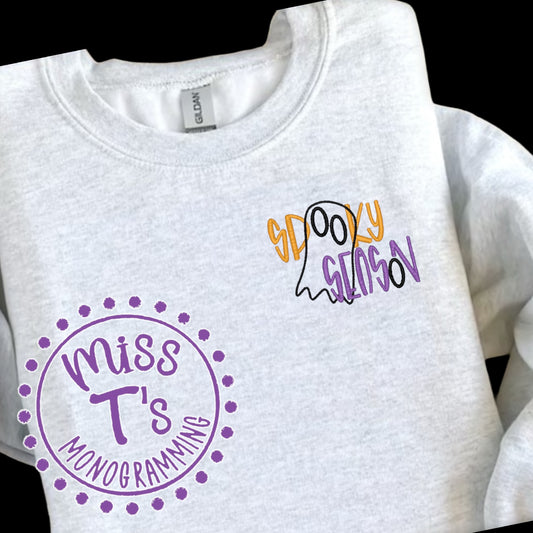 SPOOKY SEASON GHOST EMBROIDERED SWEATSHIRT