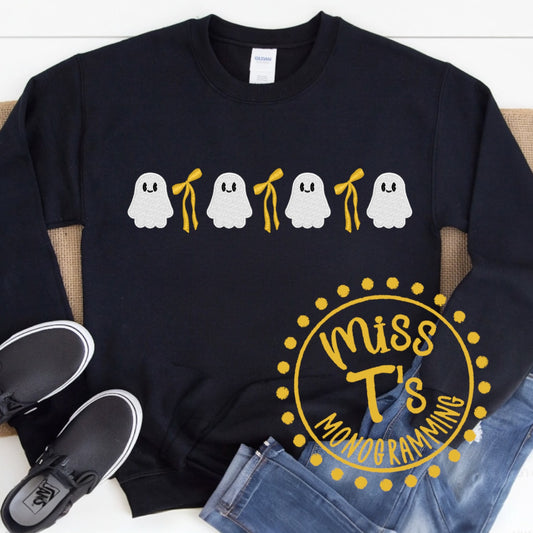 GHOSTS & BOWS EMBROIDERED SWEATSHIRT