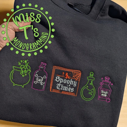 SPOOKY TIMES HALLOWEEN POTION EMBROIDERED SWEATSHIRT