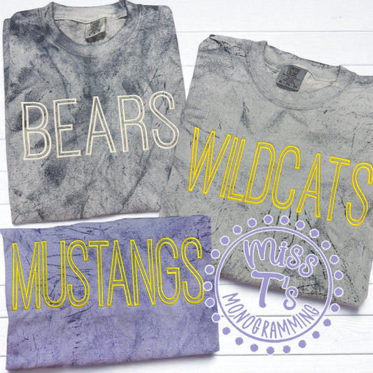 TALL THIN OUTLINE EMBROIDERED COLORBLAST TEE
