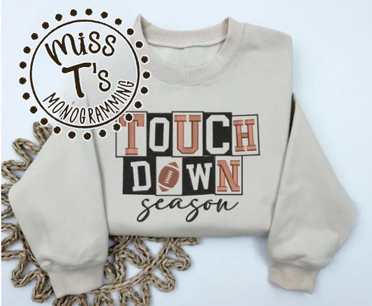 TOUCHDOWN SEASON FULLY EMBROIDERED SWEATSHIRT
