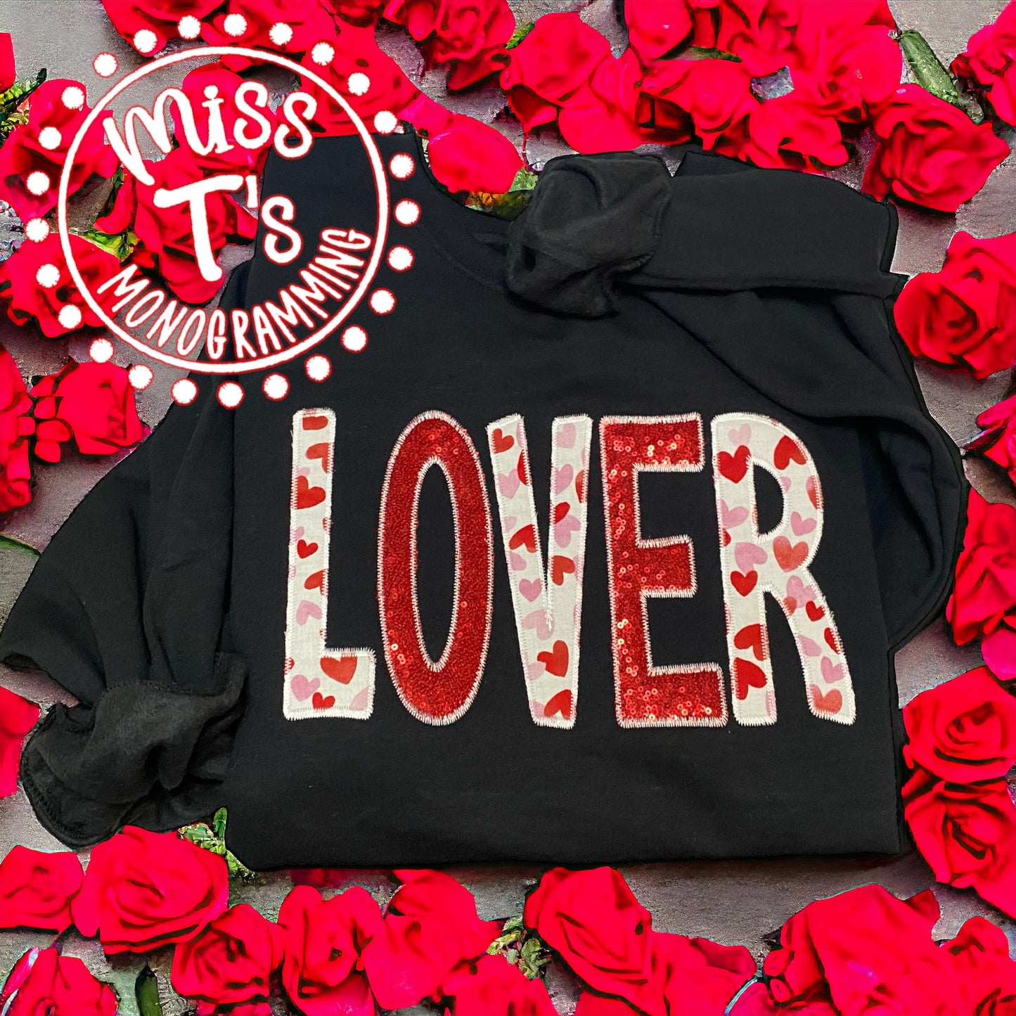 VALENTINE LOVER APPLIQUED SWEATSHIRT